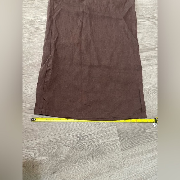 NWT brown linen wide leg pant size large - Picture 3 of 8